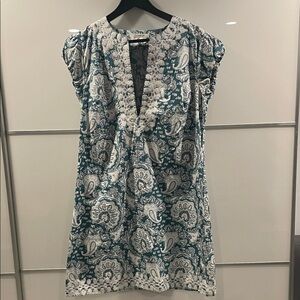 Tyler Boe Teal and White Paisley Dress